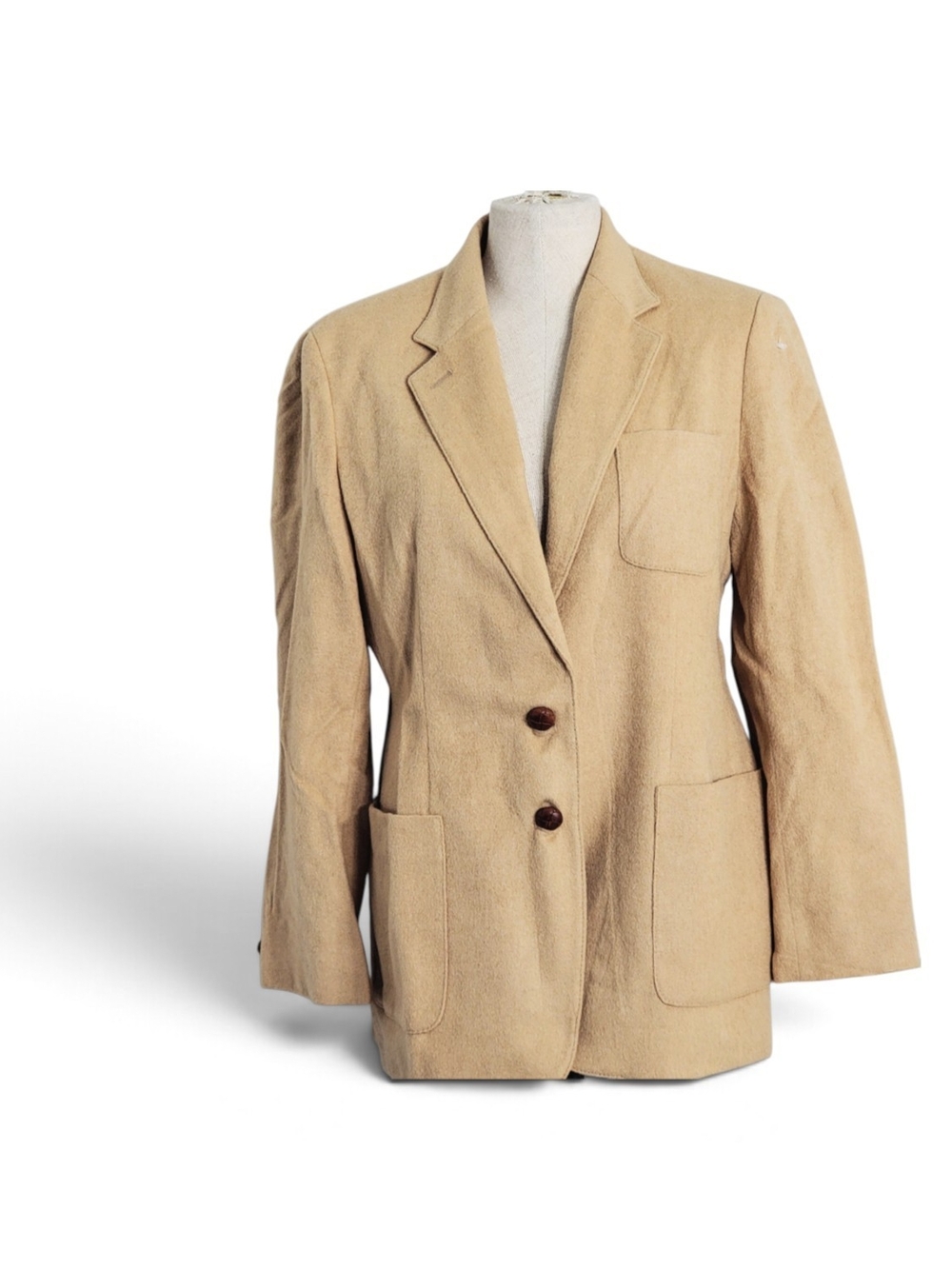 Ralph Lauren Women's Tan Blazer Jacket - Classic Two-Button Coat Camel Hair 12P